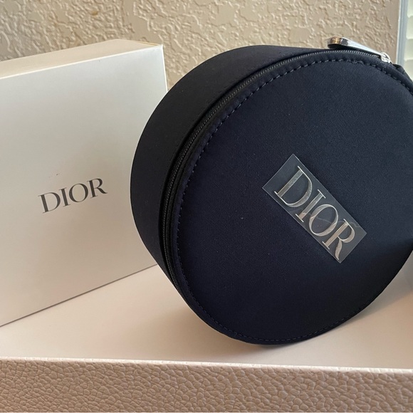 Dior Beaute Vanity Zip Round Cosmetic Makeup Mirror Case NEW IN BOX - Picture 1 of 11